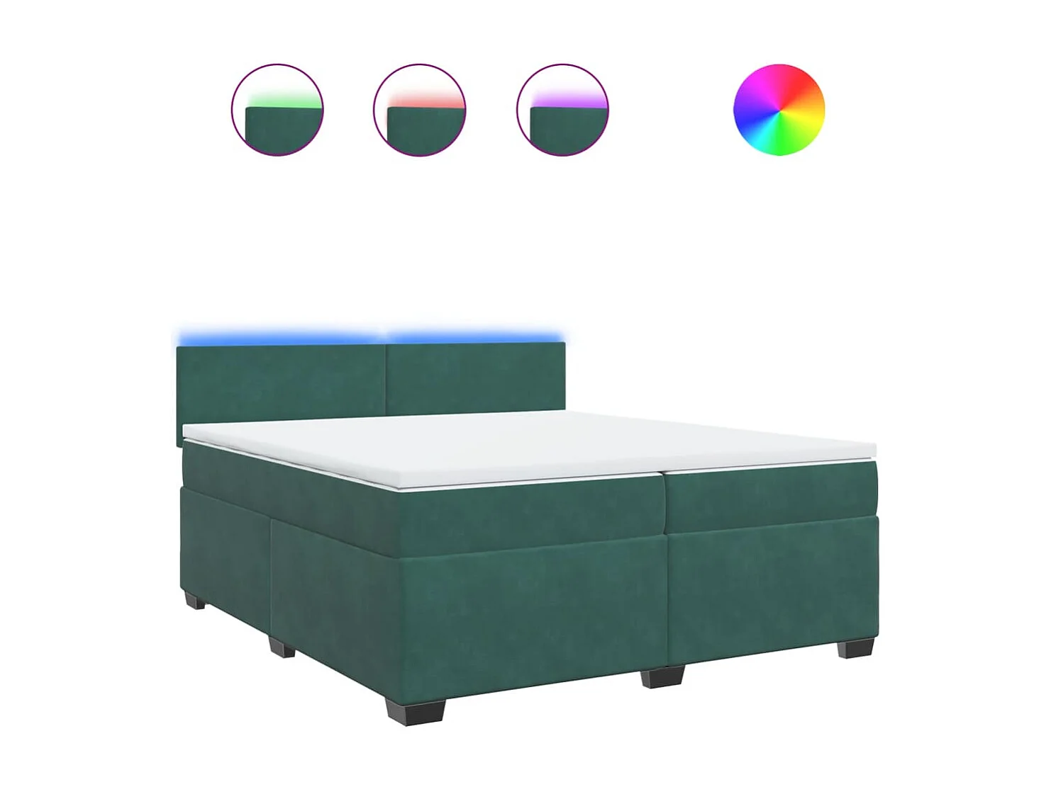 Sommier à lattes de lit et matelas Vert foncé 200x200cm Velours