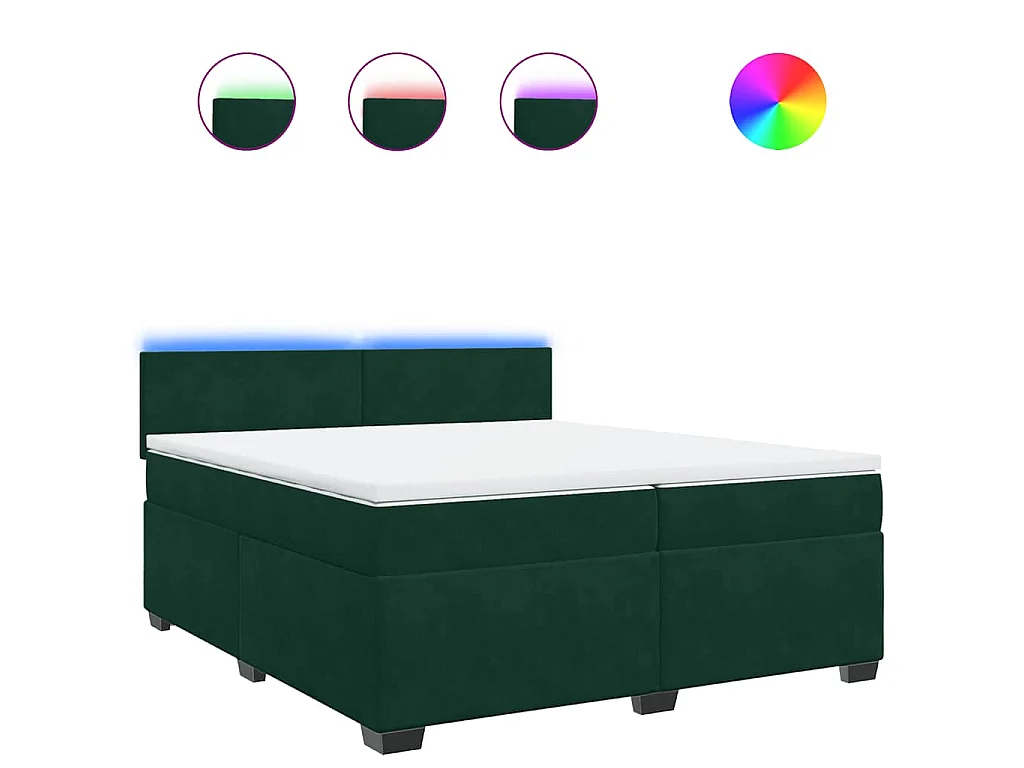 Cama box spring con colchón terciopelo verde oscuro 200x200 cm