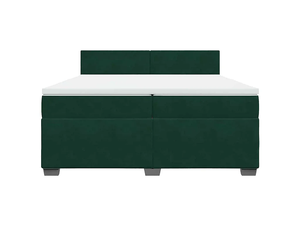 Cama box spring con colchón terciopelo verde oscuro 200x200 cm