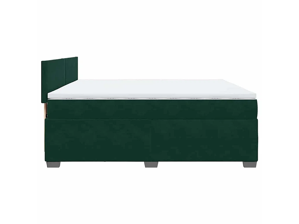 Cama box spring con colchón terciopelo verde oscuro 200x200 cm