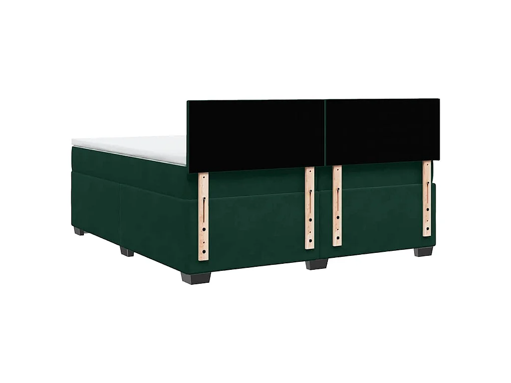 Cama box spring con colchón terciopelo verde oscuro 200x200 cm