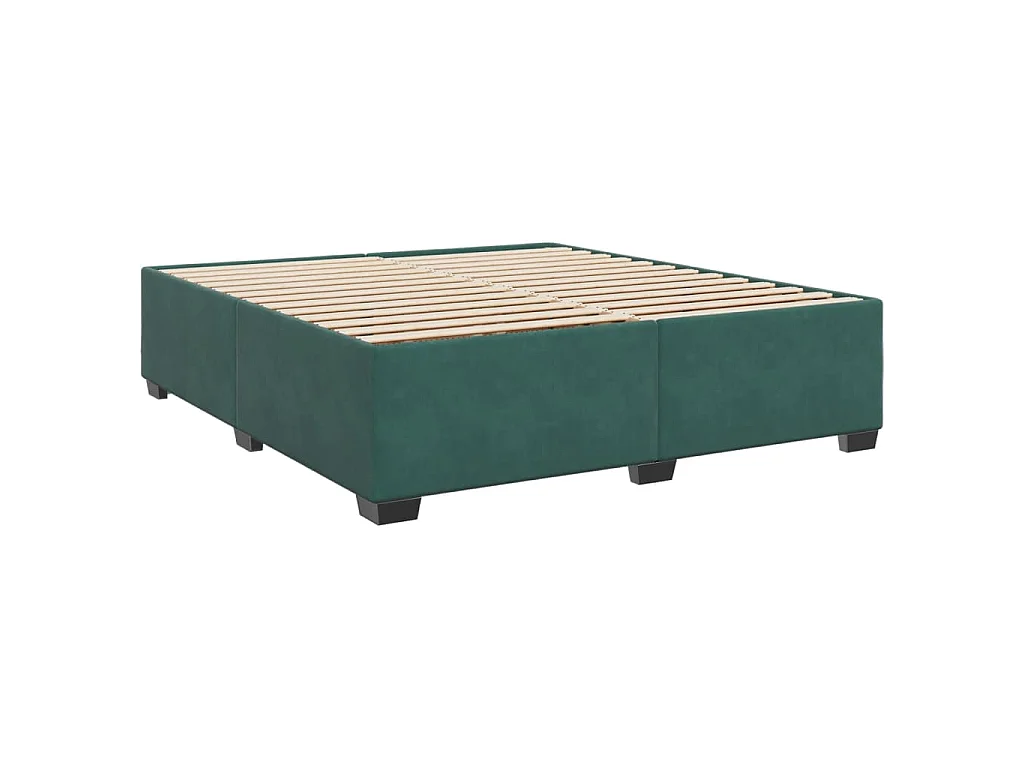Cama box spring con colchón terciopelo verde oscuro 200x200 cm
