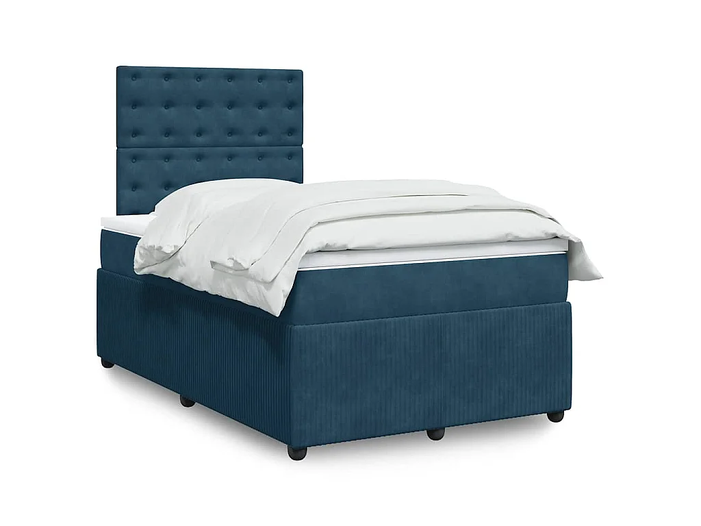 Boxspringbett mit Matratze Dunkelblau 120x200 cm Samt