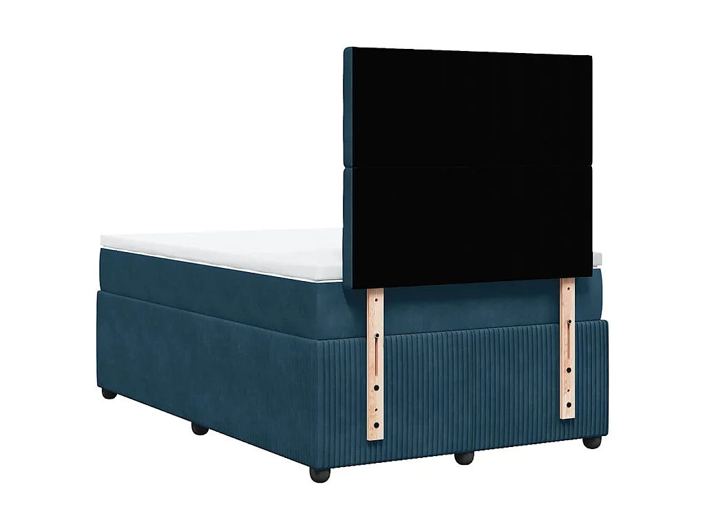 Boxspring met matras fluweel donkerblauw 120x200 cm