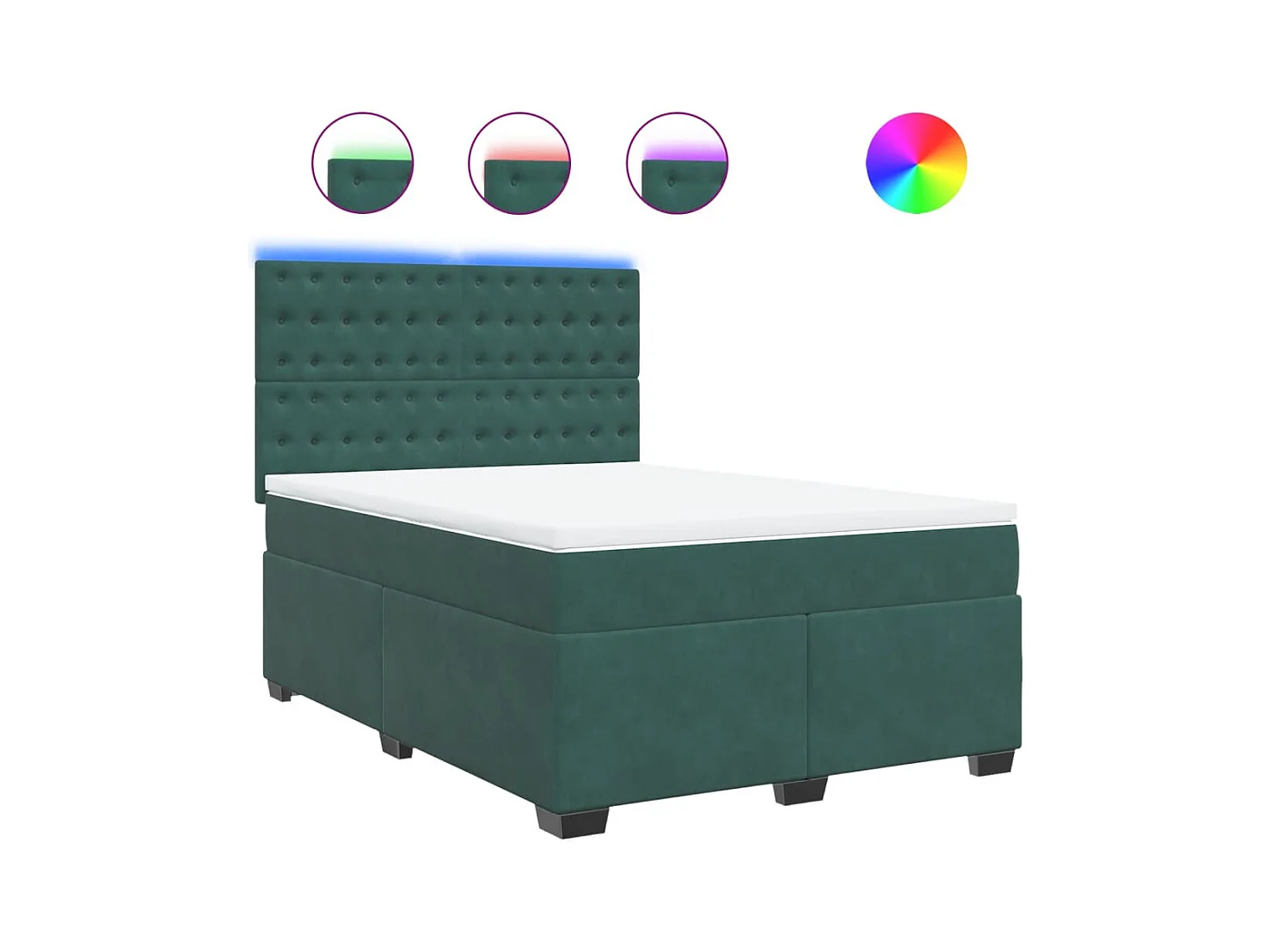 Sommier à lattes de lit et matelas Vert foncé 160x200cm Velours