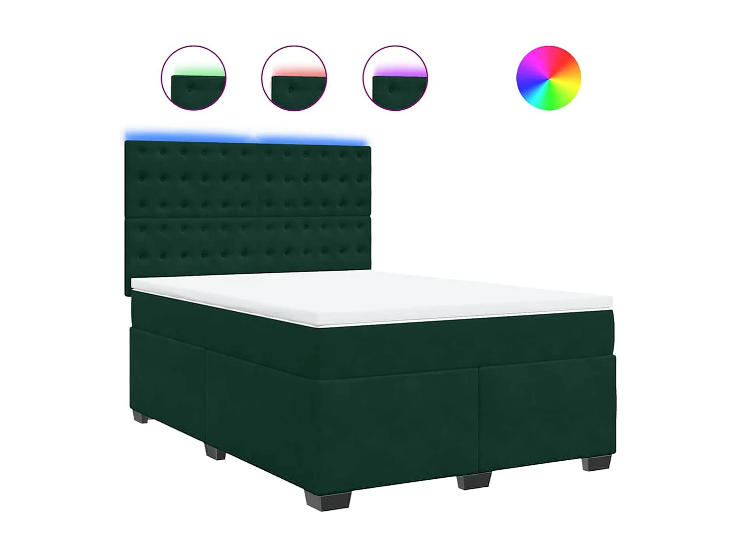 Sommier à lattes de lit et matelas Vert foncé 160x200cm Velours