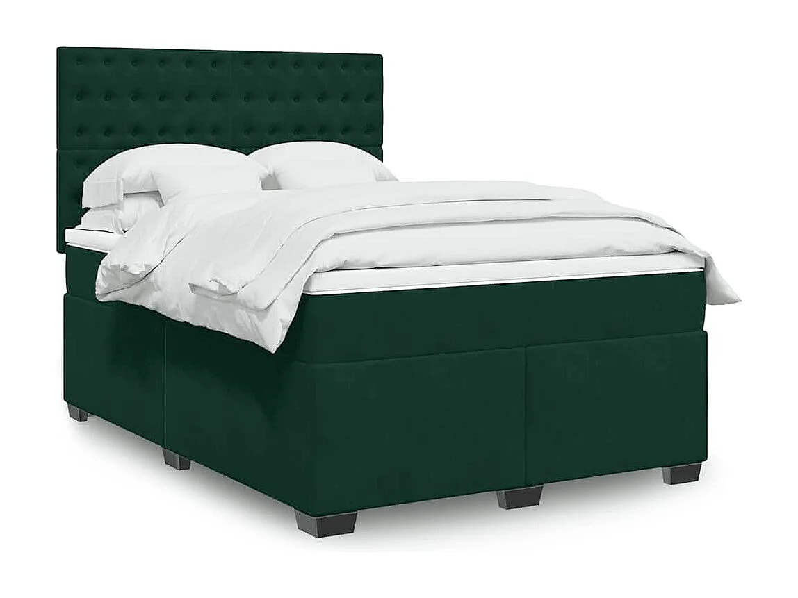 Sommier à lattes de lit et matelas Vert foncé 160x200cm Velours