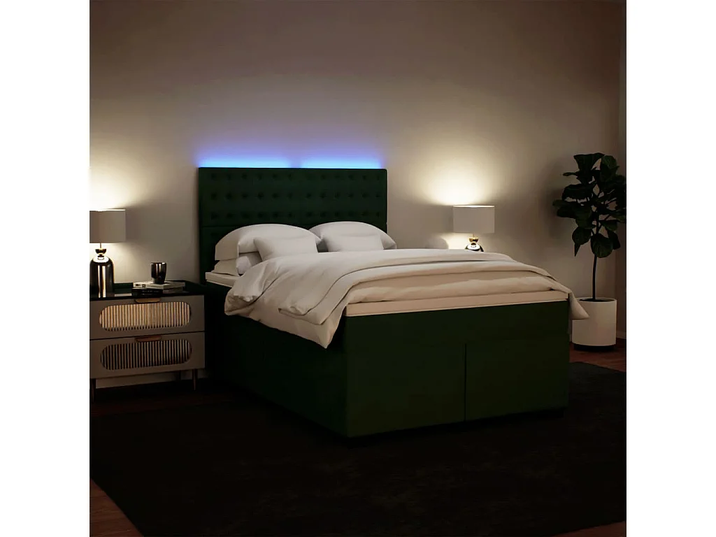 Sommier à lattes de lit et matelas Vert foncé 160x200cm Velours