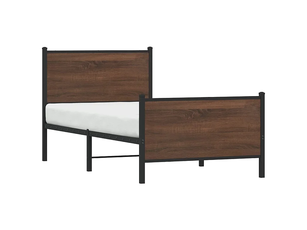 Estrutura de cama sem colchão 90x190 cm metal carvalho castanho