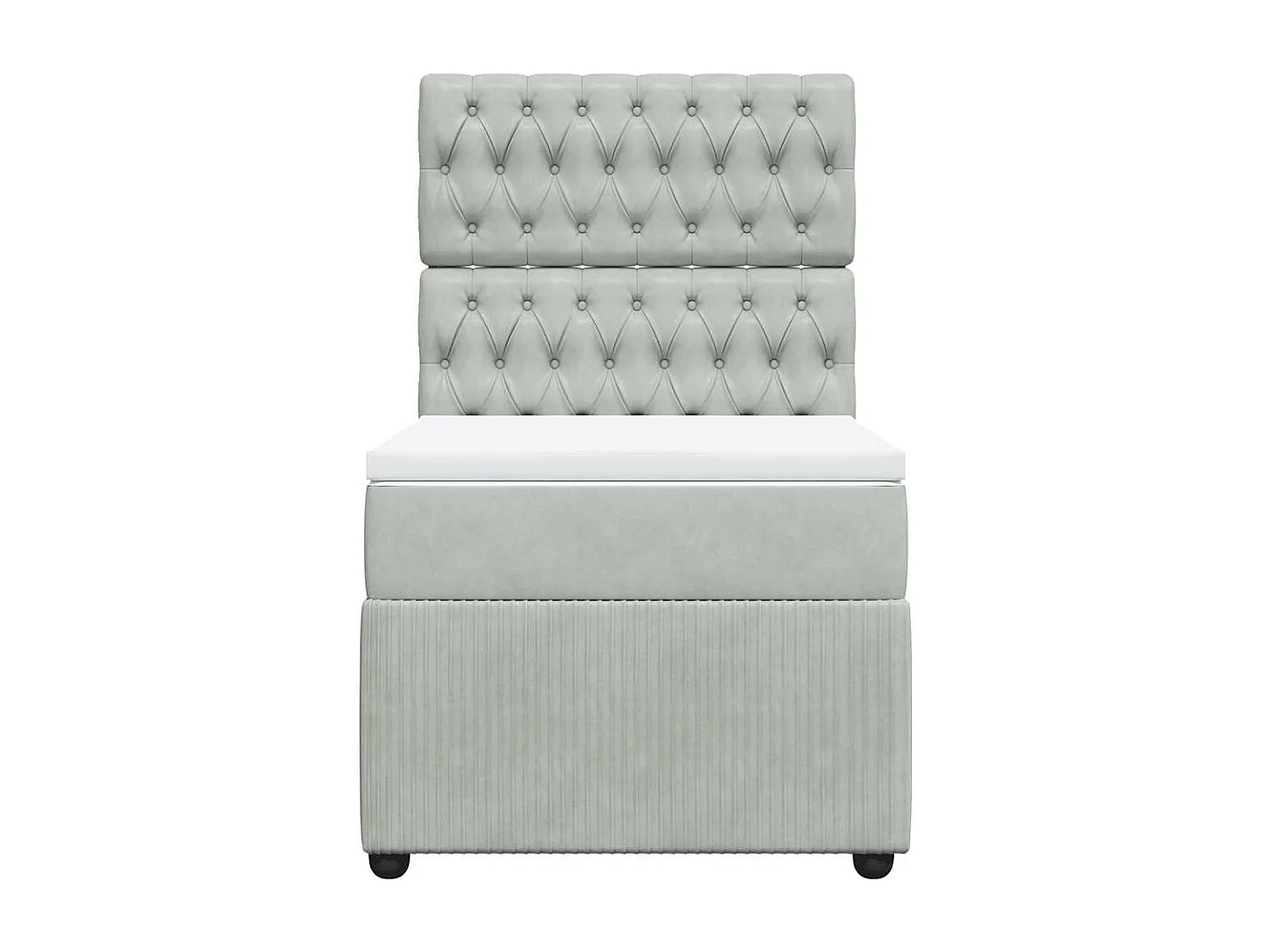 Cama com molas/colchão 100x200 cm veludo cinza-claro