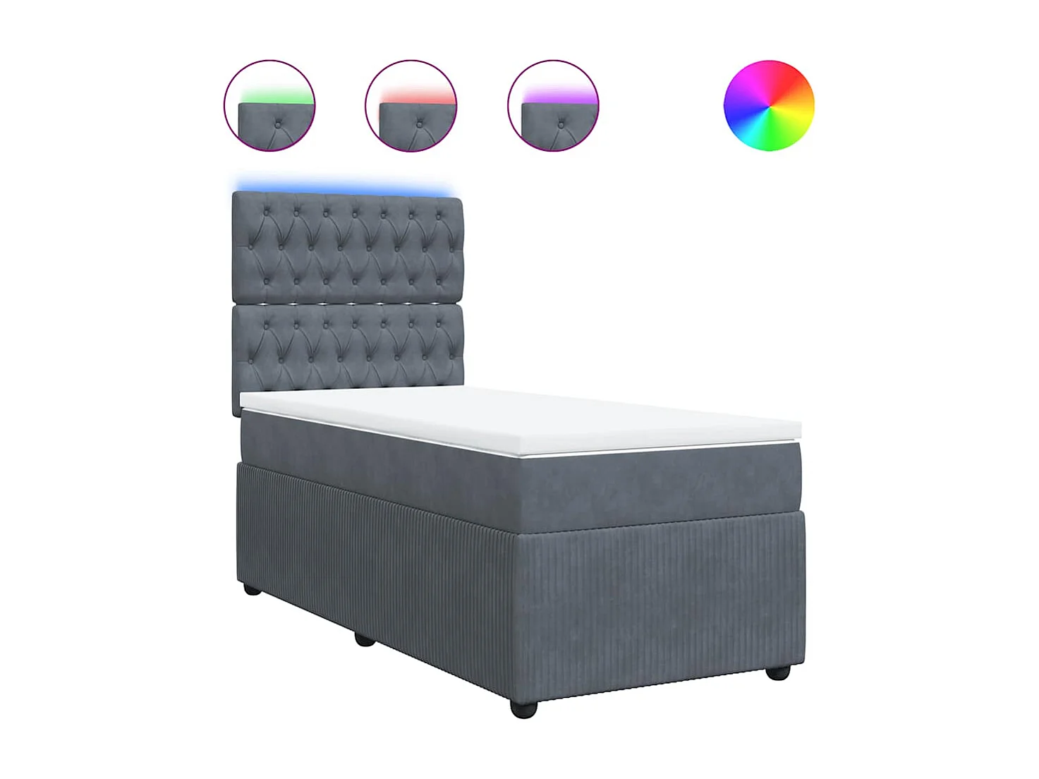 Giroletto a Molle con Materasso Grigio Scuro 100x200 cm Velluto