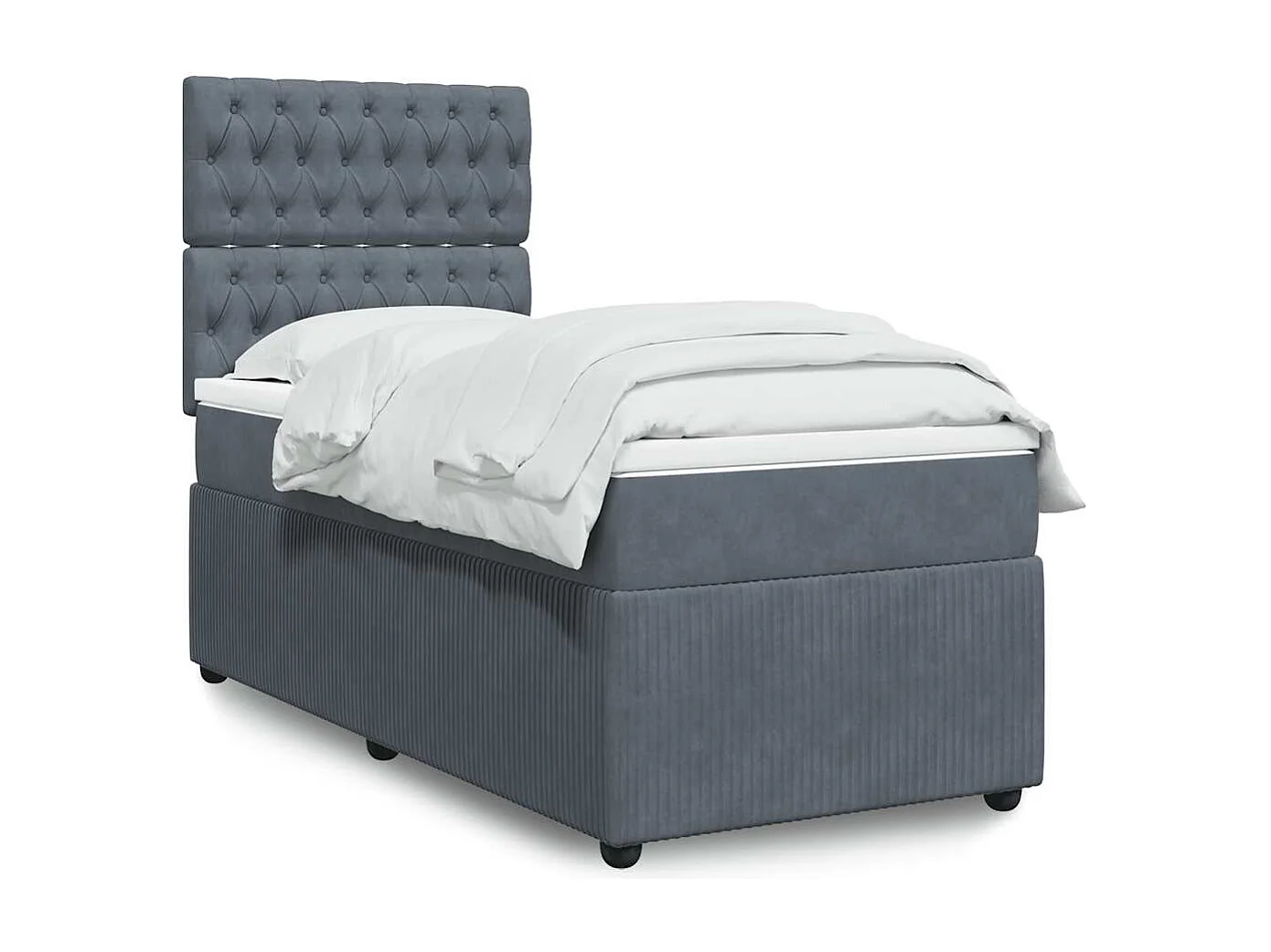 Giroletto a Molle con Materasso Grigio Scuro 100x200 cm Velluto