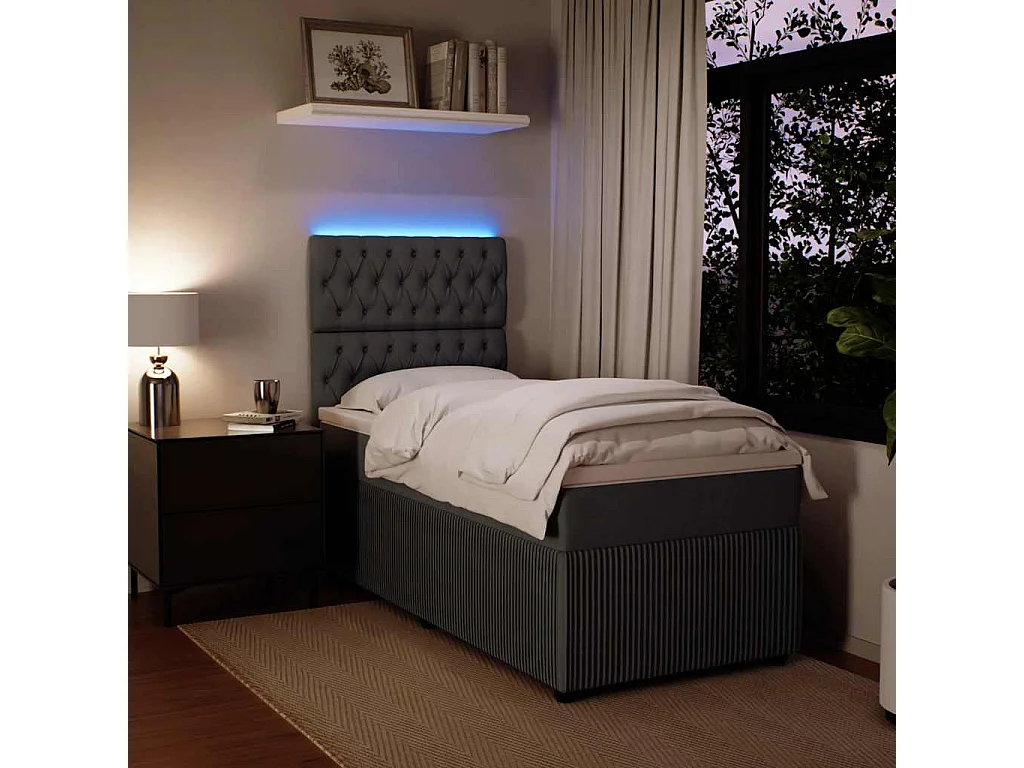 Giroletto a Molle con Materasso Grigio Scuro 100x200 cm Velluto