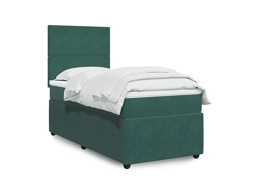 Boxspringbett mit Matratze Dunkelgrün 100x200 cm Samt