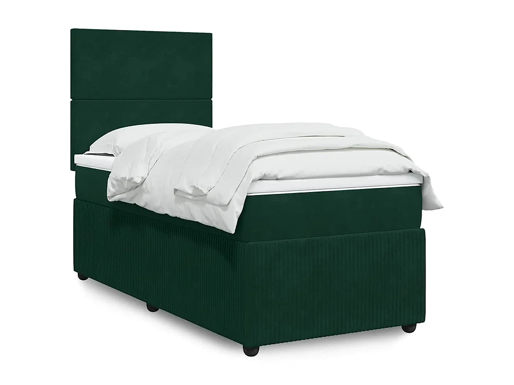 Boxspringbett mit Matratze Dunkelgrün 100x200 cm Samt