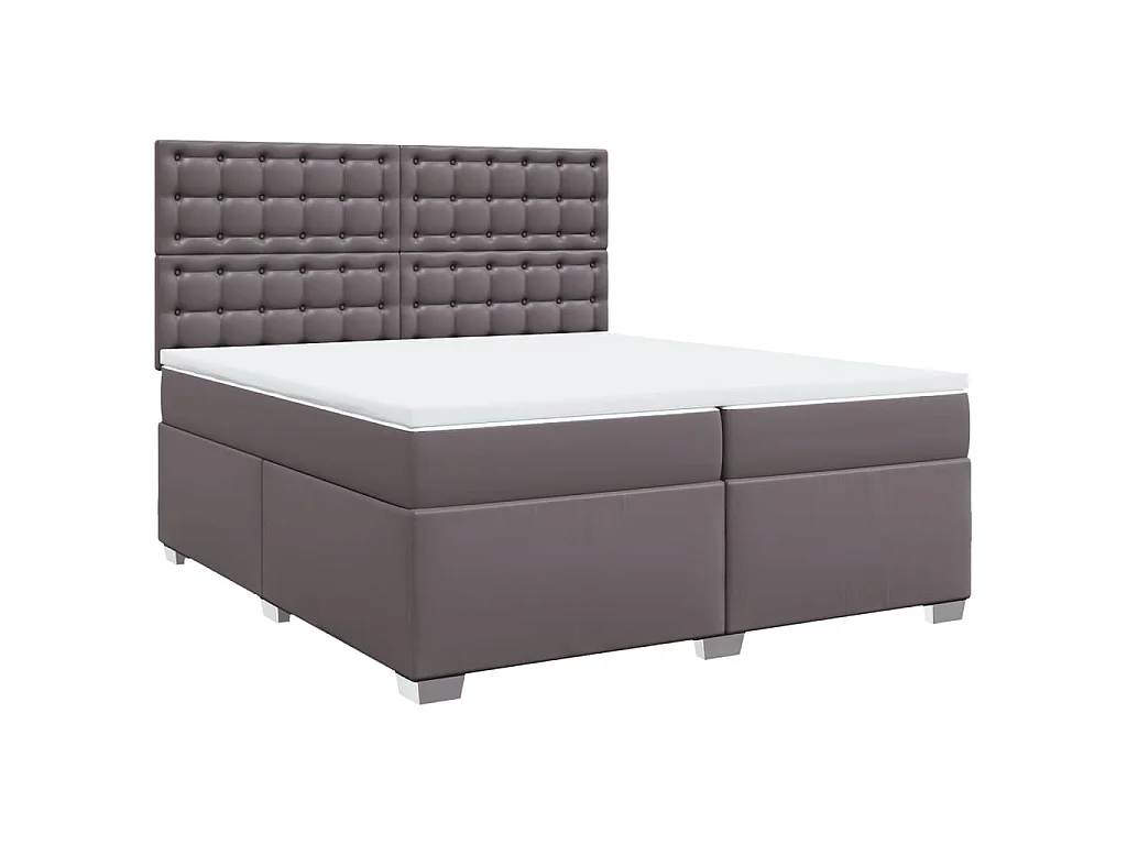 Boxspring met matras kunstleer grijs 200x200 cm