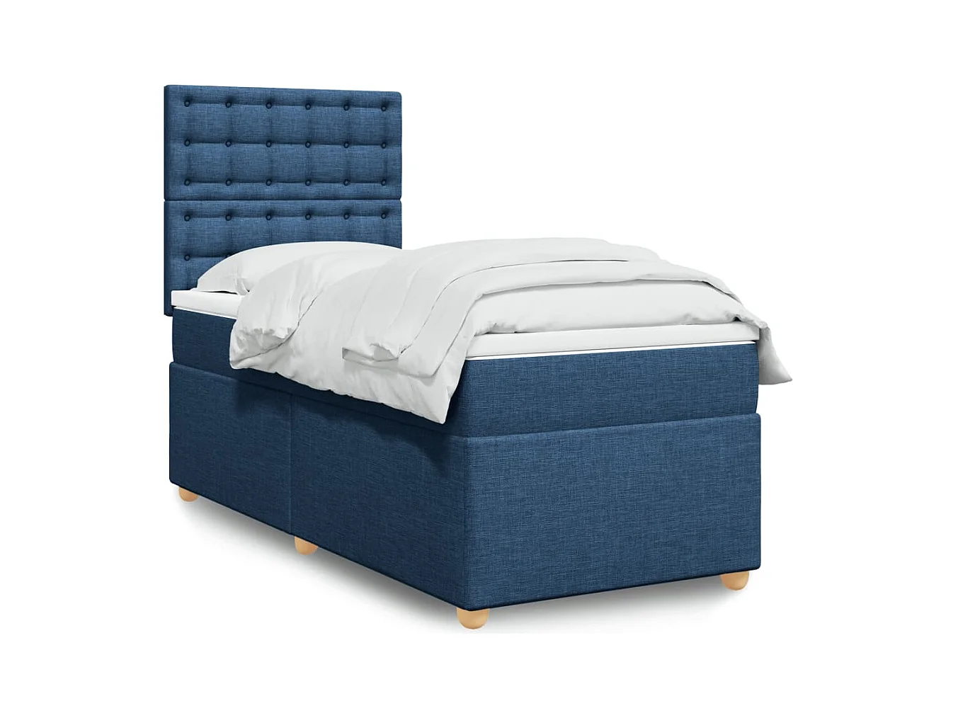 Sommier à lattes de lit avec matelas Bleu 90x190 cm Tissu