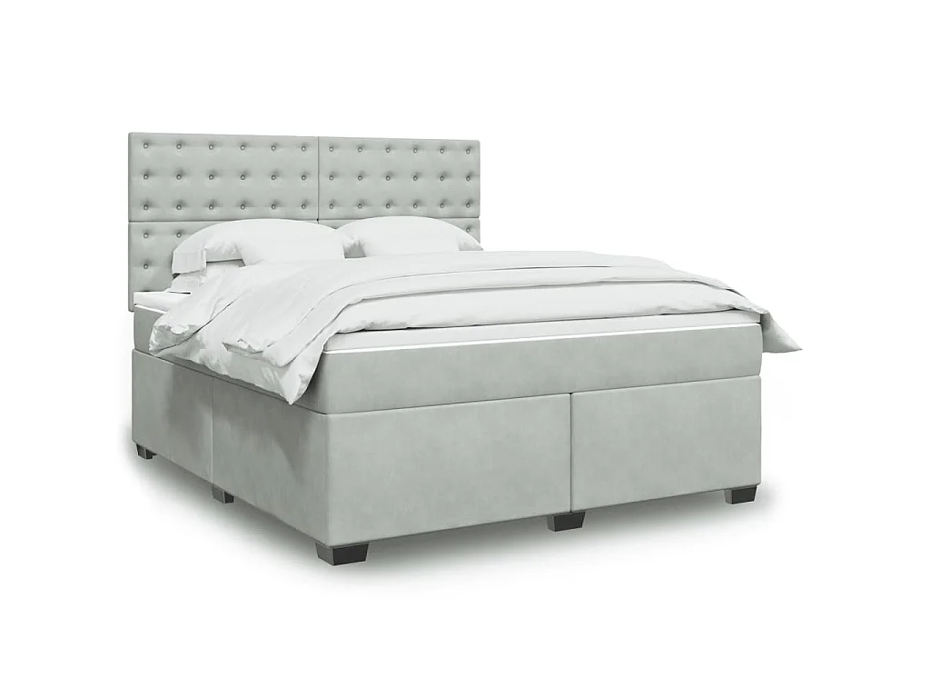 Sommier à lattes de lit et matelas Gris clair 180x200cm Velours