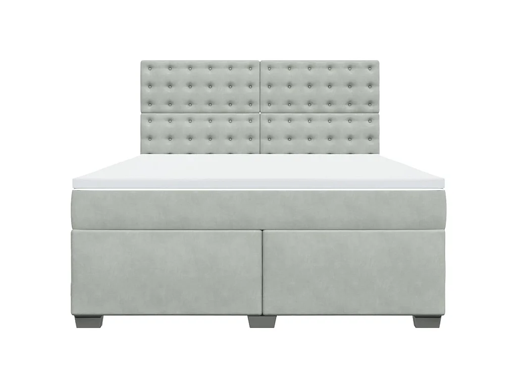 Sommier à lattes de lit et matelas Gris clair 180x200cm Velours