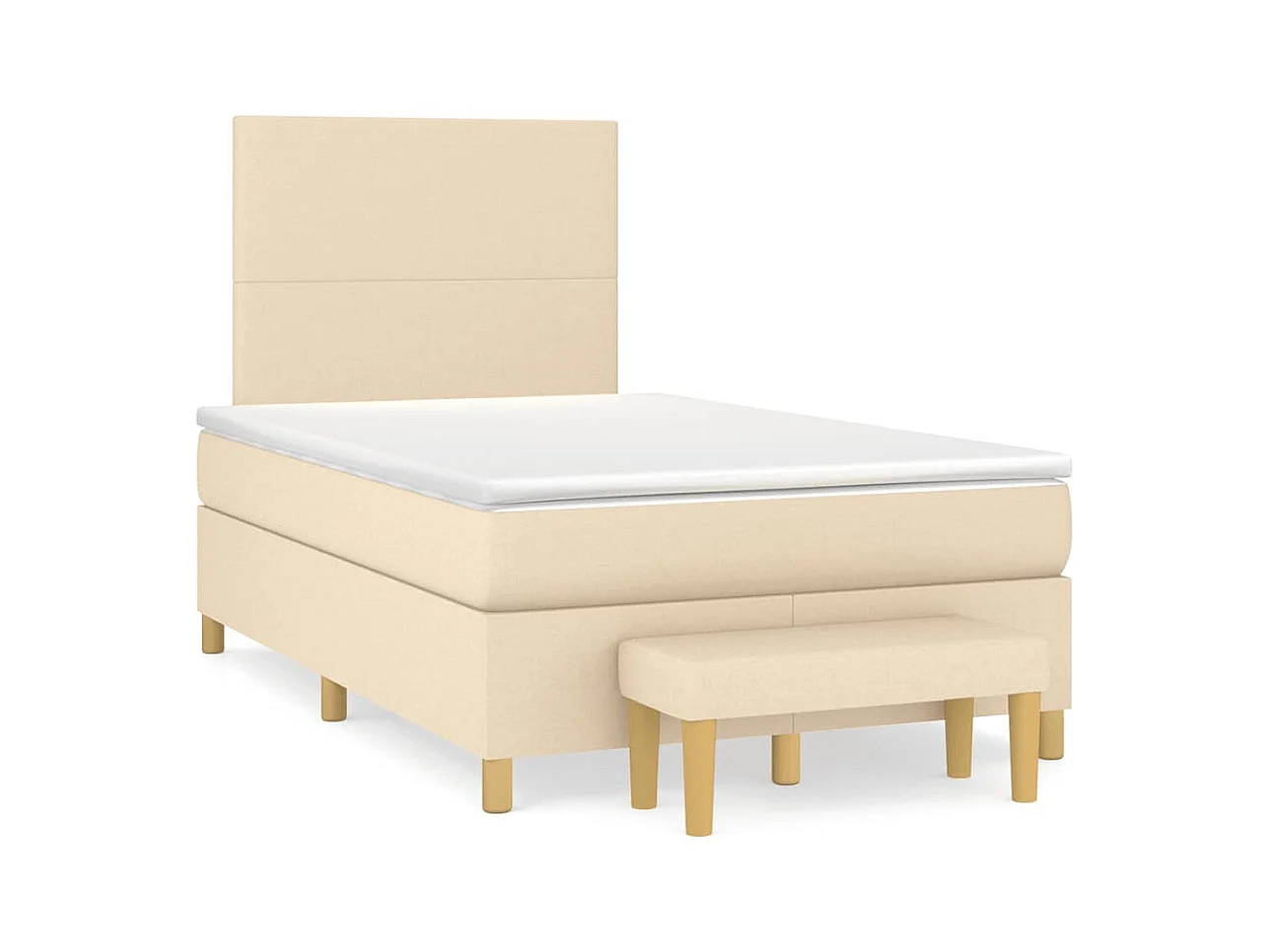 Sommier à lattes de lit avec matelas crème 120x190 cm tissu