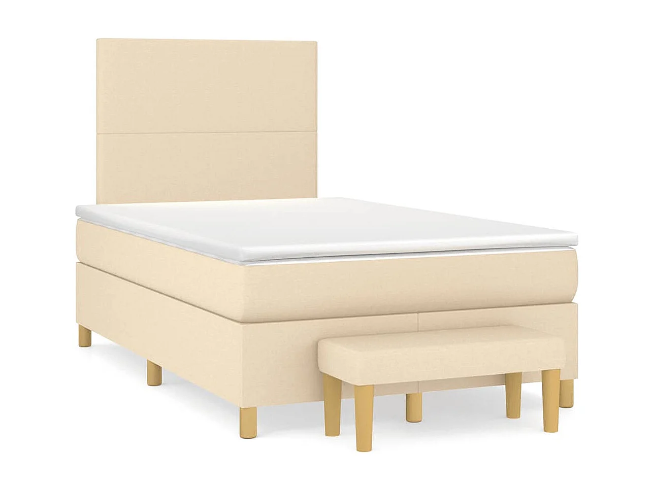 Cama boxspring com colchão 120x190 cm tecido cor creme
