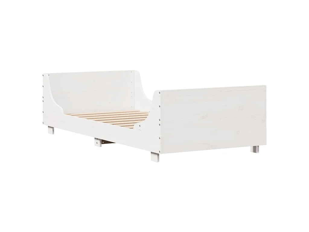 Cadre de lit sans matelas blanc 100x200 cm bois de pin massif