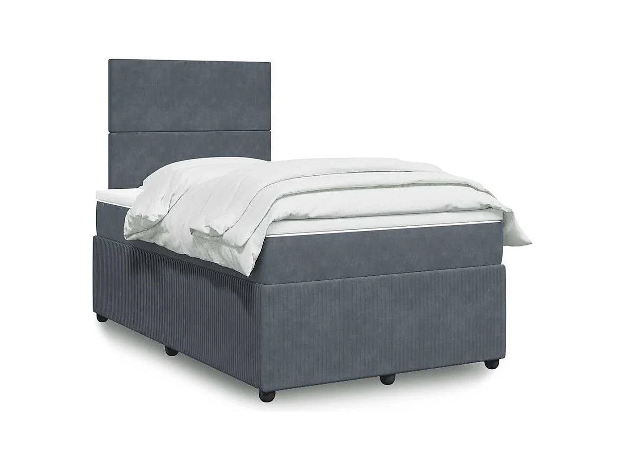 Giroletto a Molle con Materasso Grigio Scuro 120x190 cm Velluto