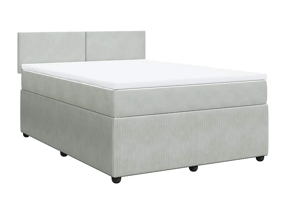 Sommier à lattes de lit et matelas Gris clair 140x190cm Velours