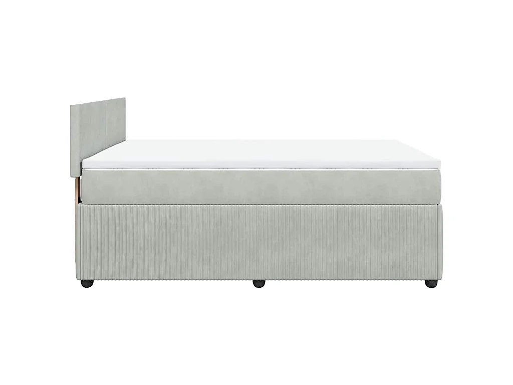 Cama box spring con colchón terciopelo gris claro 140x190 cm