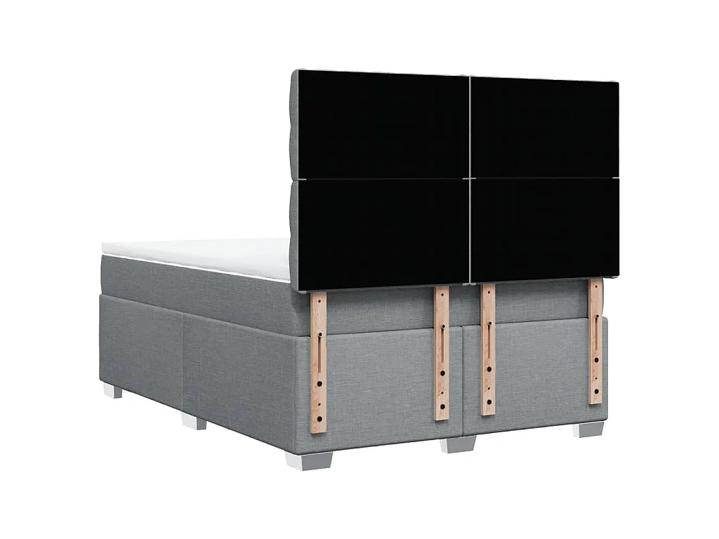 Cama box spring con colchón tela gris claro 140x200 cm
