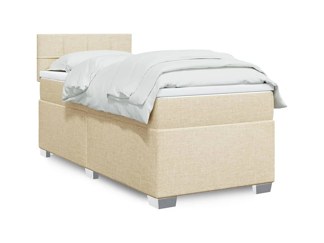 Sommier à lattes de lit avec matelas Crème 100x200 cm Tissu