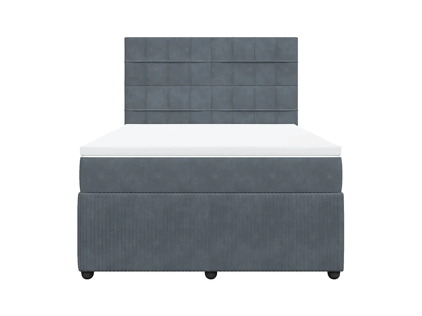 Sommier à lattes de lit et matelas Gris foncé 140x190cm Velours