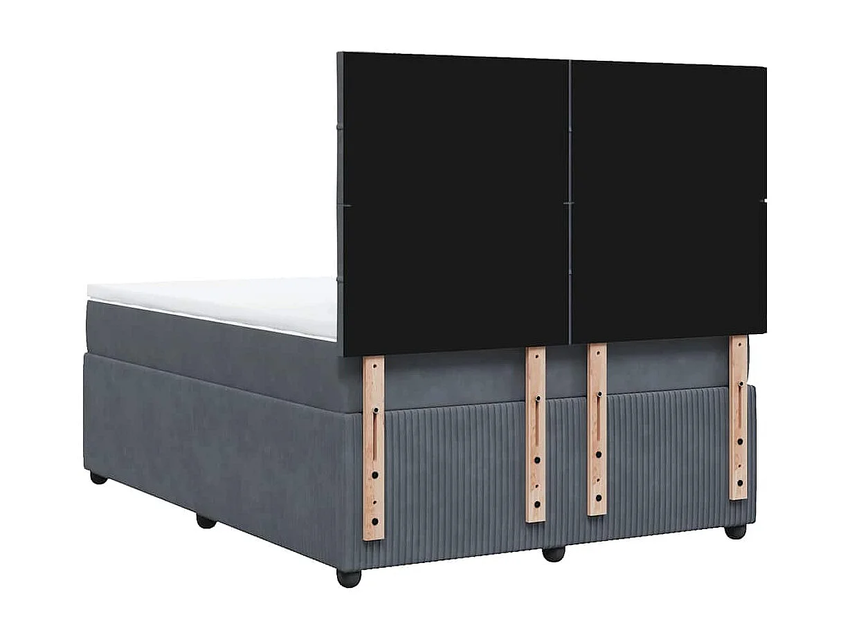 Cama box spring con colchón terciopelo gris oscuro 140x190 cm