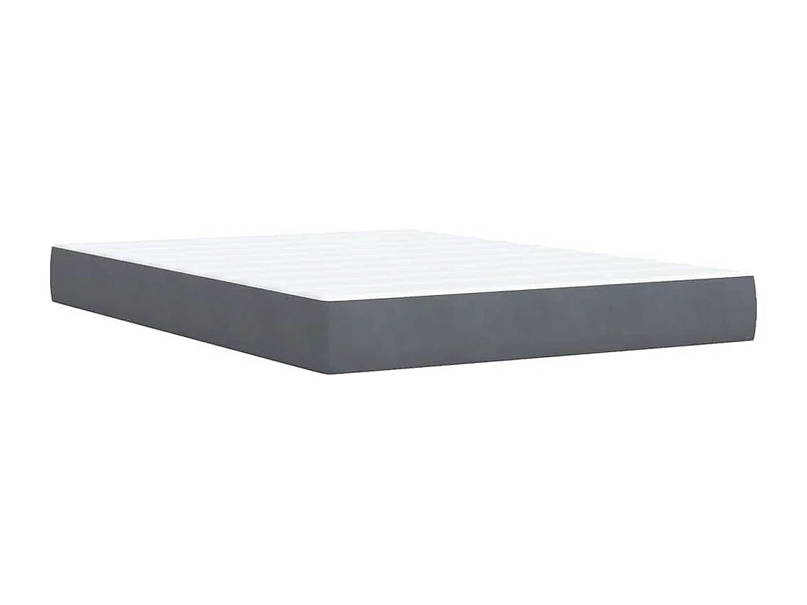 Cama box spring con colchón terciopelo gris oscuro 140x190 cm
