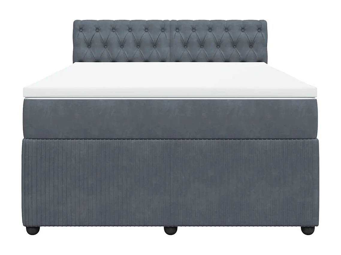 Boxspring met matras fluweel donkergrijs 160x200 cm