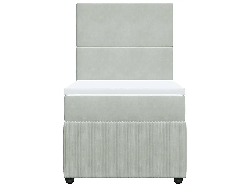 Cama box spring con colchón terciopelo gris claro 90x190 cm