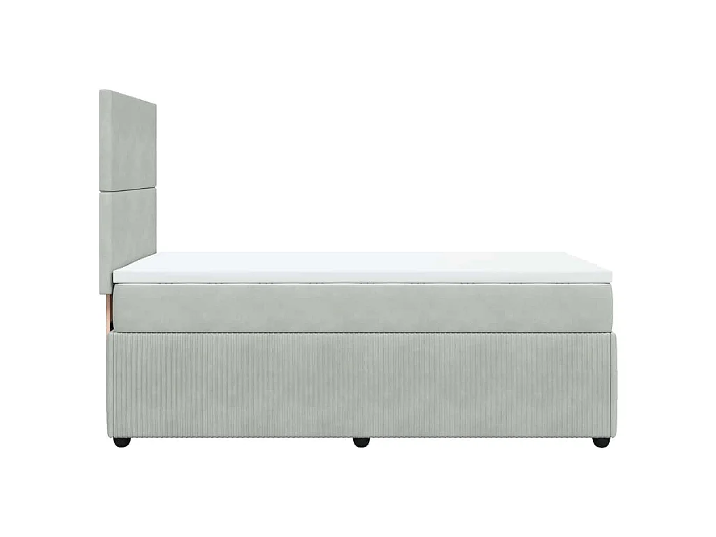 Cama box spring con colchón terciopelo gris claro 90x190 cm