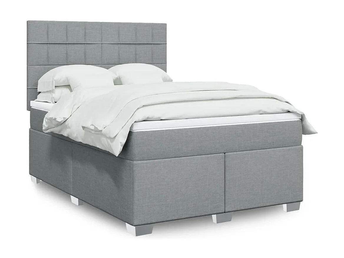 Boxspringbett mit Matratze Hellgrau 140x200 cm Stoff