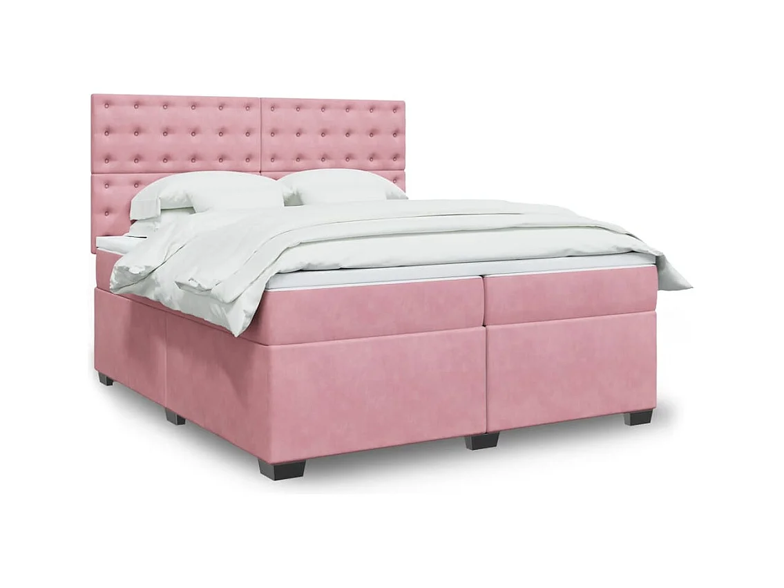 Boxspringbett mit Matratze Rosa 200x200 cm Samt