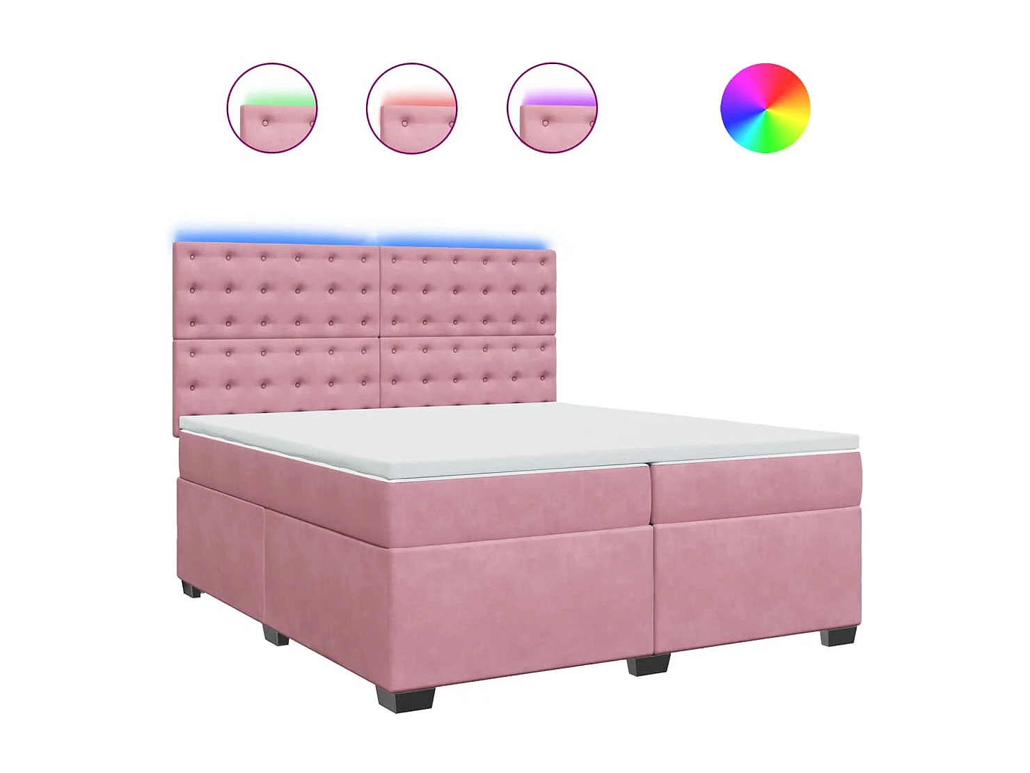 Sommier à lattes de lit avec matelas Rose 200x200 cm Velours