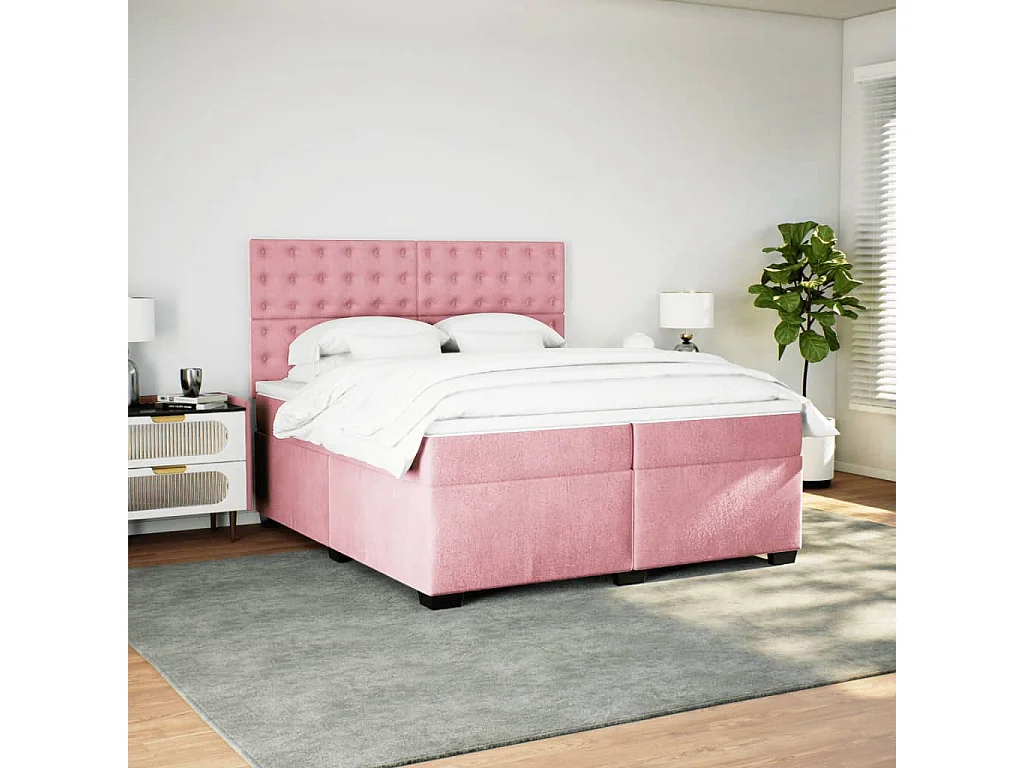 Sommier à lattes de lit avec matelas Rose 200x200 cm Velours