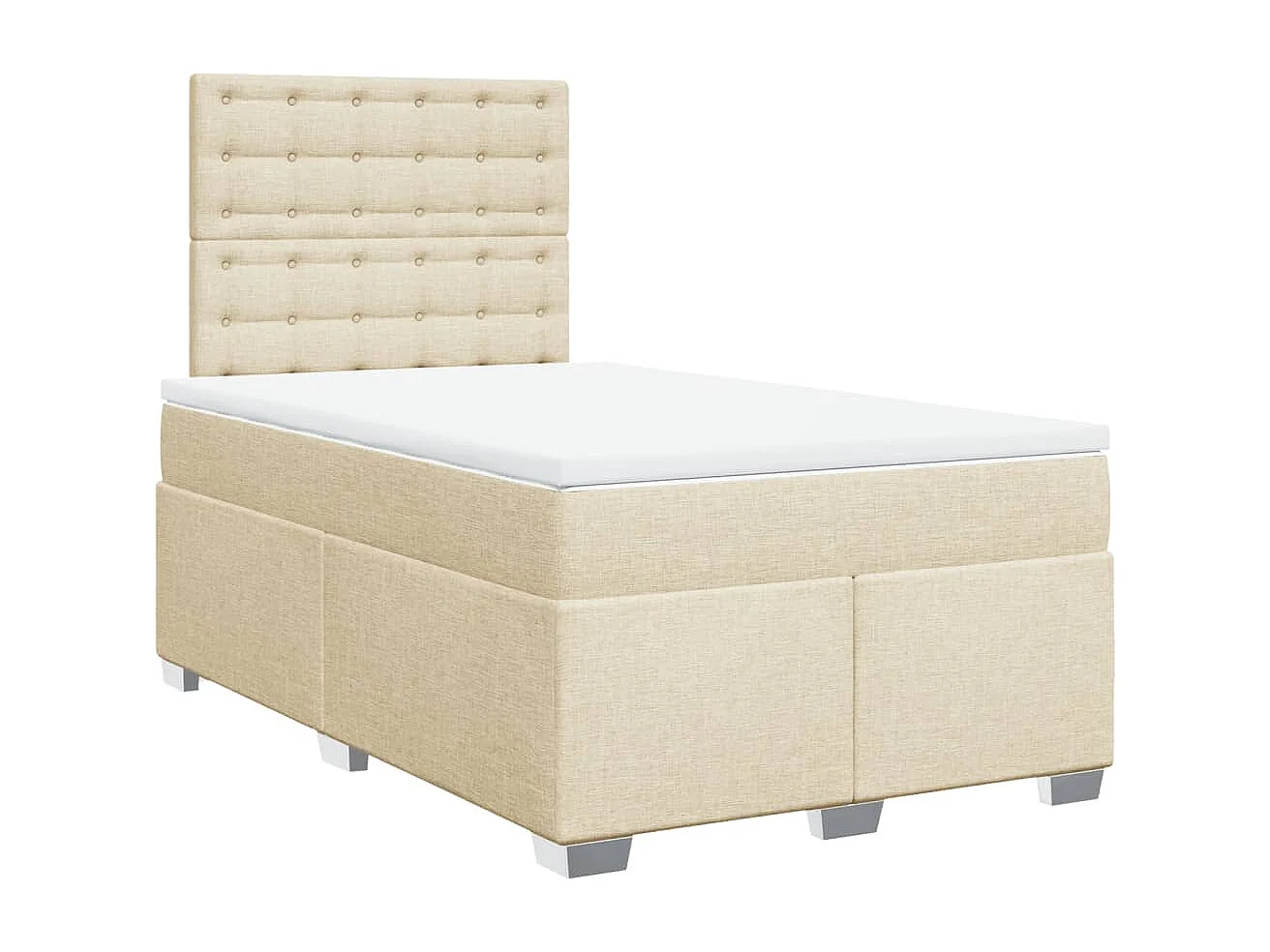 Sommier à lattes de lit avec matelas Crème 120x200 cm Tissu