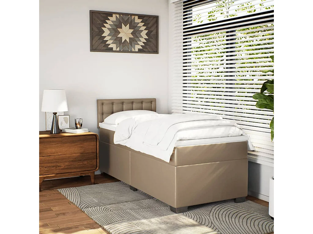 Boxspring met matras kunstleer cappuccinokleurig 90x190 cm