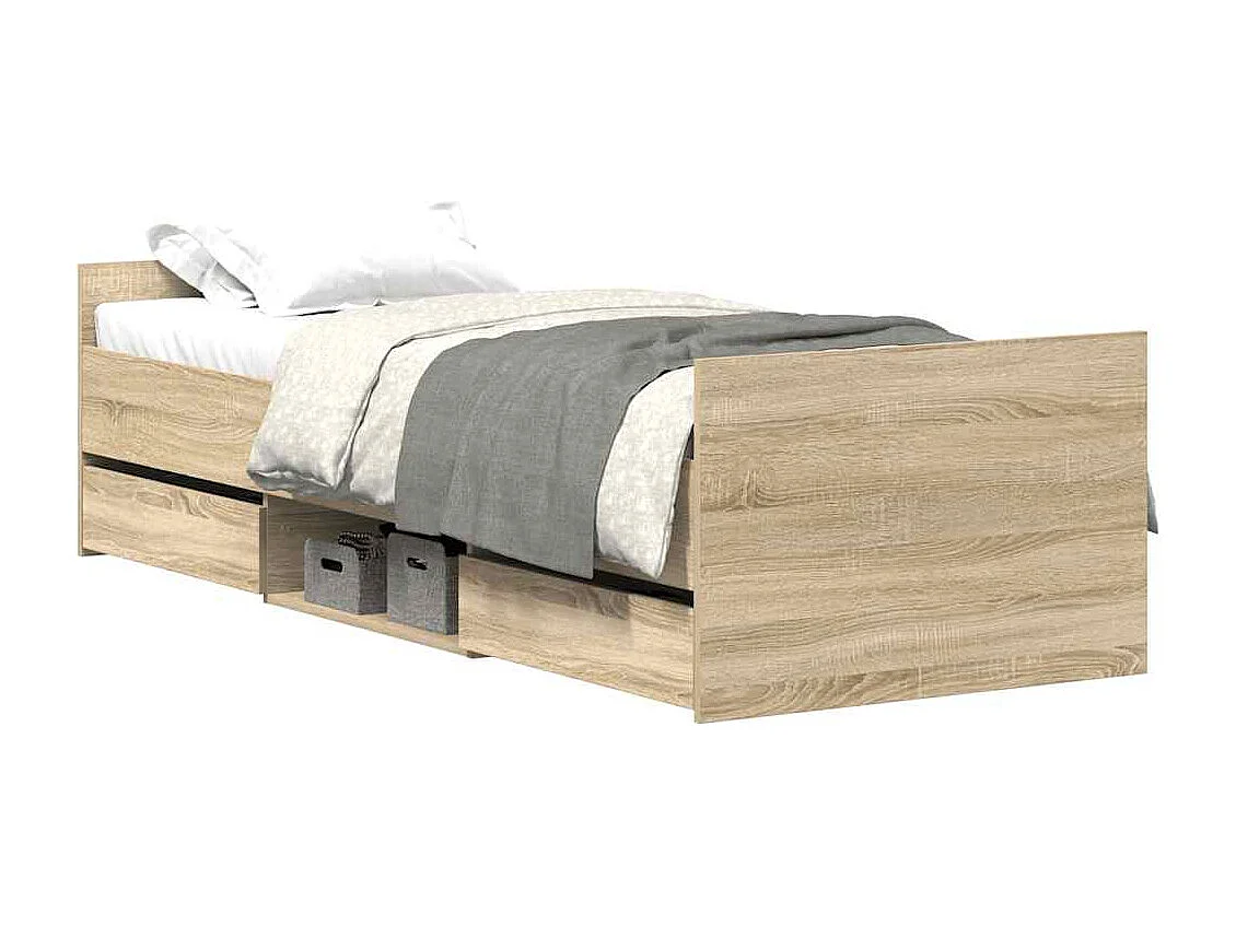 Estructura de cama con cabecero piecero roble Sonoma 100x200 cm