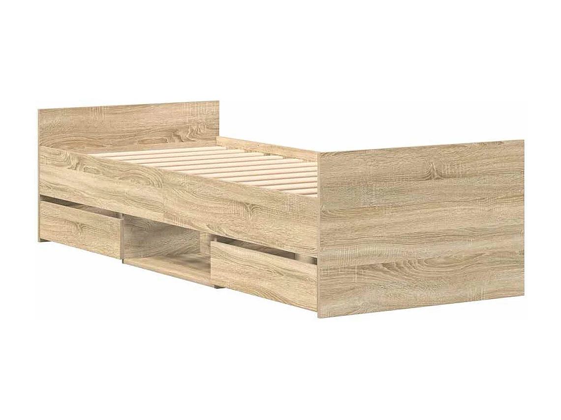 Estructura de cama con cabecero piecero roble Sonoma 100x200 cm