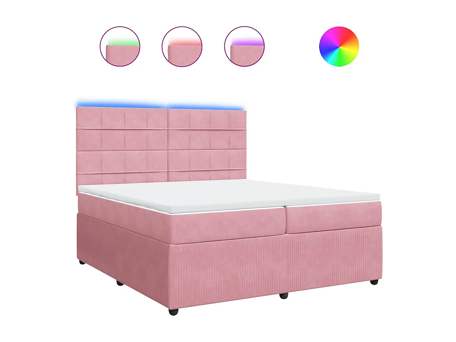 Cama box spring con colchón terciopelo rosa 200x200 cm