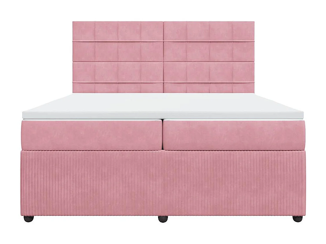 Cama box spring con colchón terciopelo rosa 200x200 cm