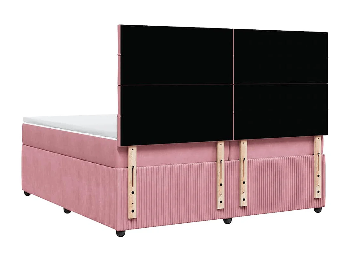 Cama box spring con colchón terciopelo rosa 200x200 cm