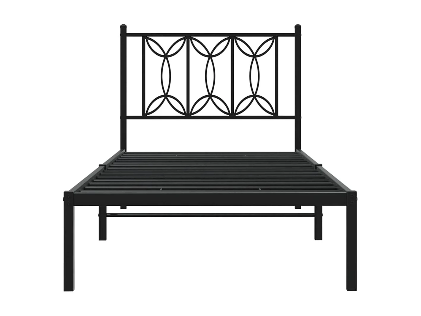 Bedframe met hoofdbord metaal zwart 75x190 cm