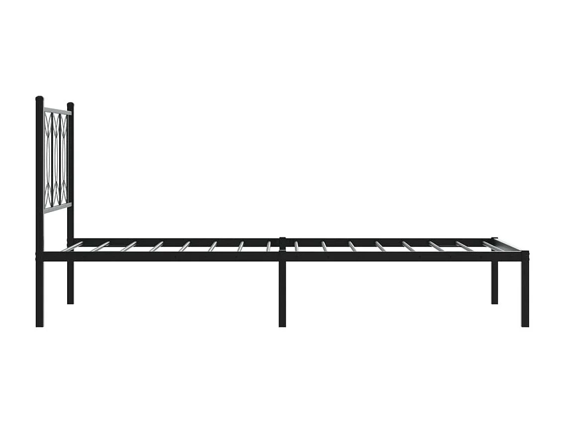 Bedframe met hoofdbord metaal zwart 75x190 cm